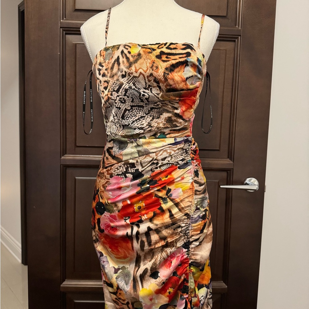 Marciano Vibrant Animal Print Midi Dress